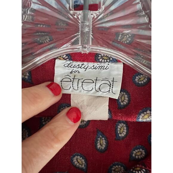 Vintage Etretat Button Down Casual Shirt Red Paisley Size M JL - Picture 5 of 7